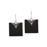 AE-1182-SH.B Sterling Silver Square Shape Earring With Black Shell Jewelry Bali Designs Inc